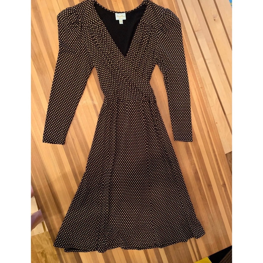 Tracy Reese Wrap Dress Petite XS Gold Heart Print